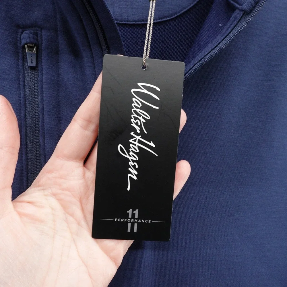 Walter Hagen Mens Navy Blue Performance 11 Quarter Zip Pullover Small New